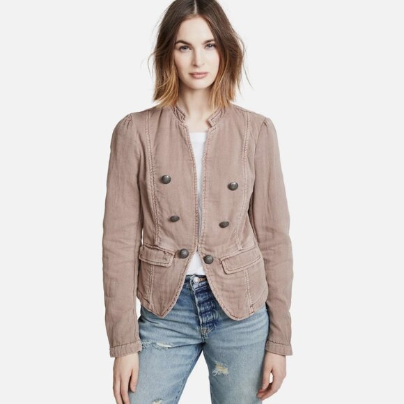 Free People Jagger Blazer Western Military Jacket Open Front Lace Up Cuff Beige - Picture 9 of 15